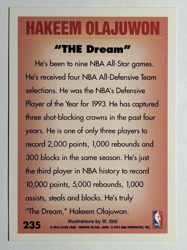 1993-94 Fleer #235 Hakeem Olajuwon PV