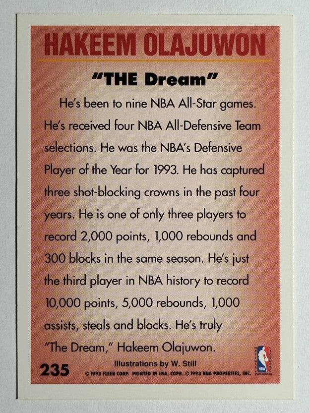 1993-94 Fleer #235 Hakeem Olajuwon PV