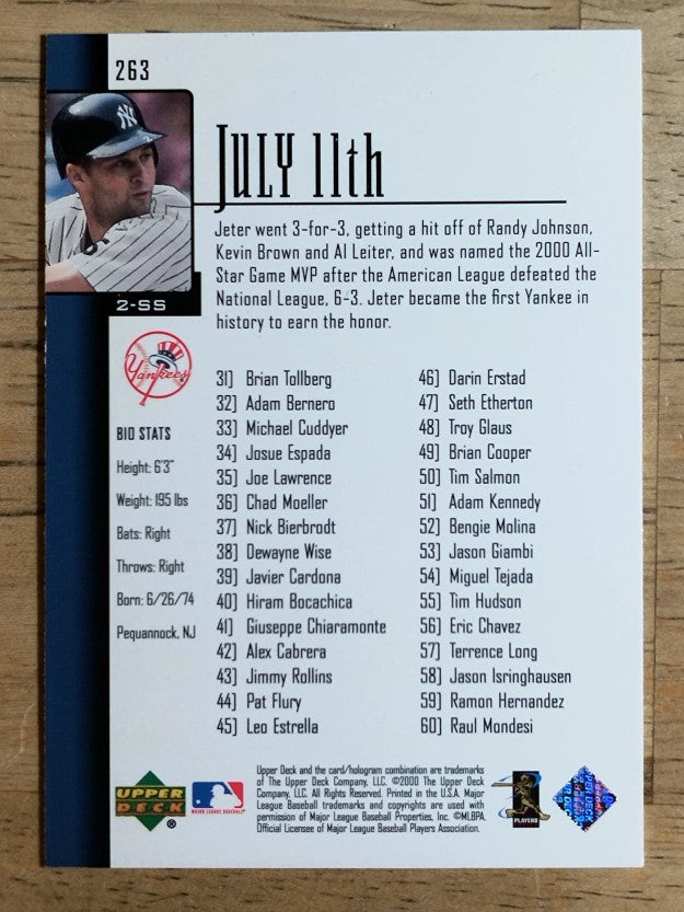 2001 Upper Deck #263 Derek Jeter SH