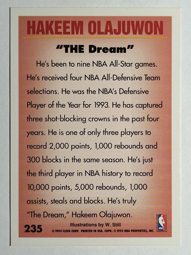 1993-94 Fleer #235 Hakeem Olajuwon PV