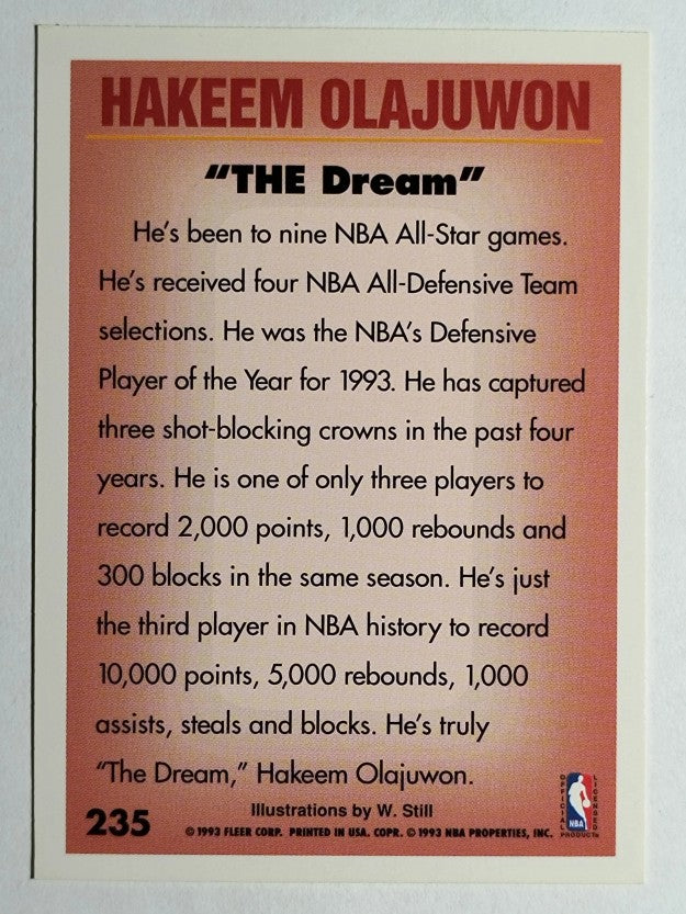1993-94 Fleer #235 Hakeem Olajuwon PV