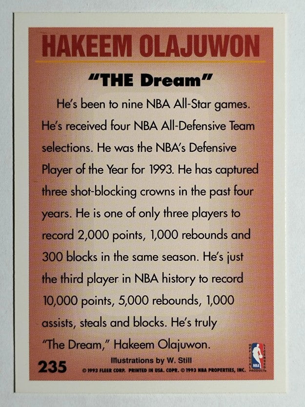 1993-94 Fleer #235 Hakeem Olajuwon PV