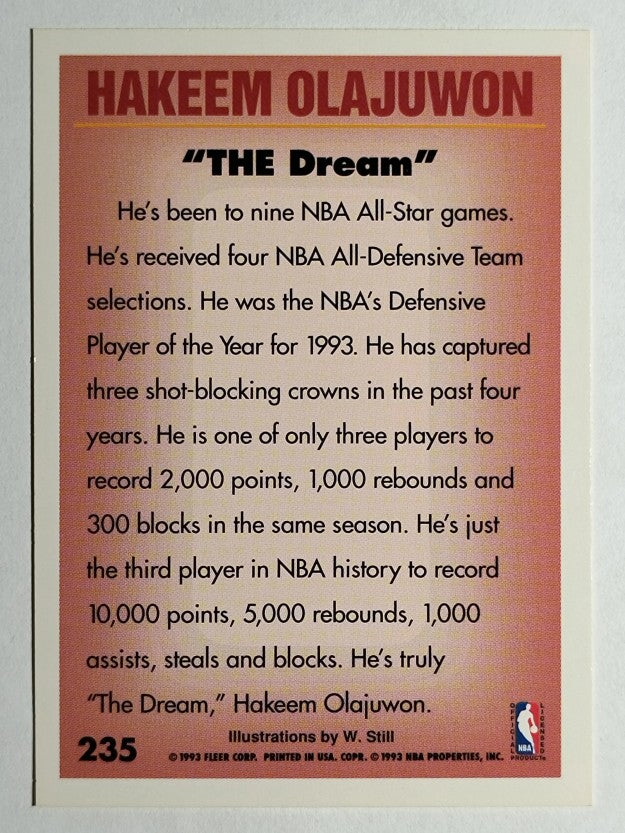 1993-94 Fleer #235 Hakeem Olajuwon PV