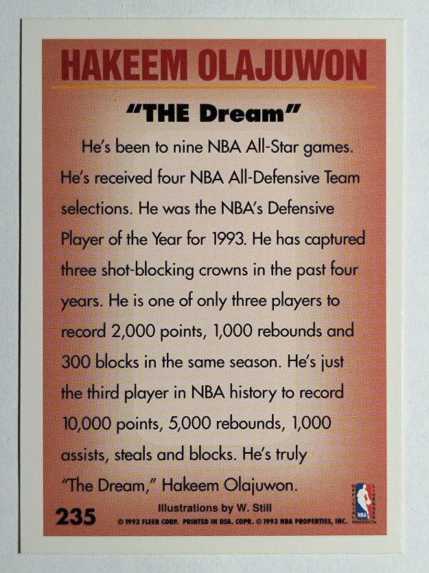 1993-94 Fleer #235 Hakeem Olajuwon PV