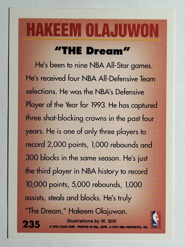 1993-94 Fleer #235 Hakeem Olajuwon PV
