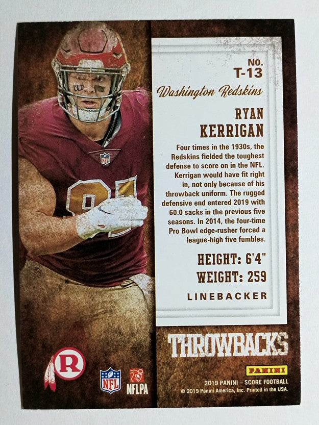 2019 Score Throwbacks #13 Ryan Kerrigan