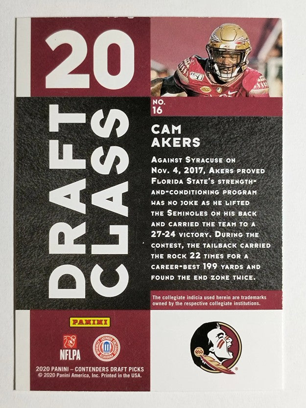 2020 Panini Contenders Draft Picks Draft Class #16 Cam Akers (NM)