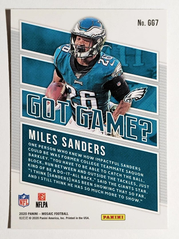 2020 Panini Mosaic Got Game #7 Miles Sanders