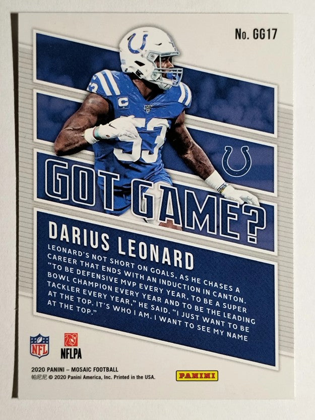 2020 Panini Mosaic Got Game #17 Darius Leonard