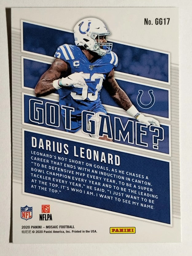 2020 Panini Mosaic Got Game #17 Darius Leonard