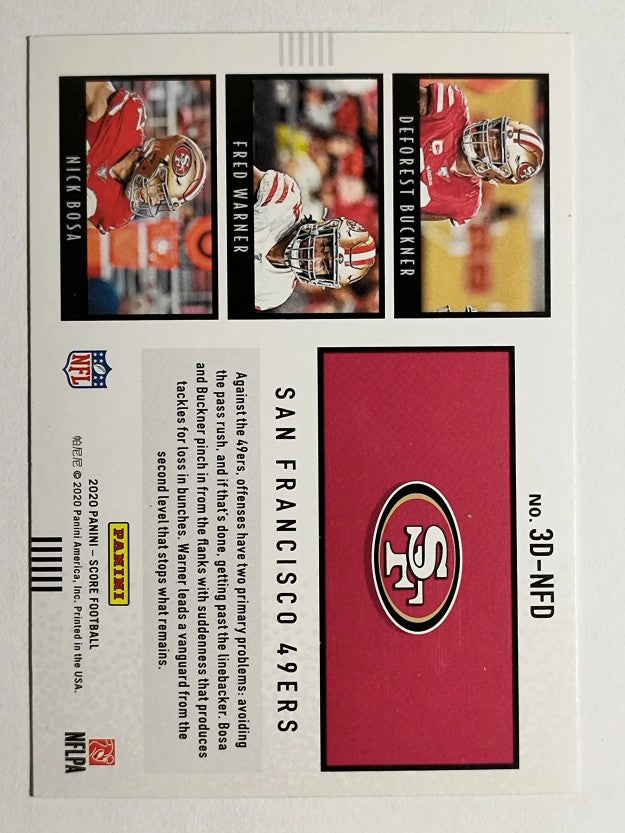 2020 Score 3D Red #2 DeForest Buckner/Nick Bosa/Fred Warner (NM)