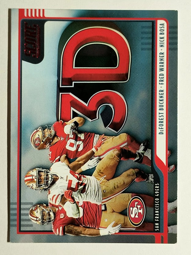 2020 Score 3D Red #2 DeForest Buckner/Nick Bosa/Fred Warner (NM)
