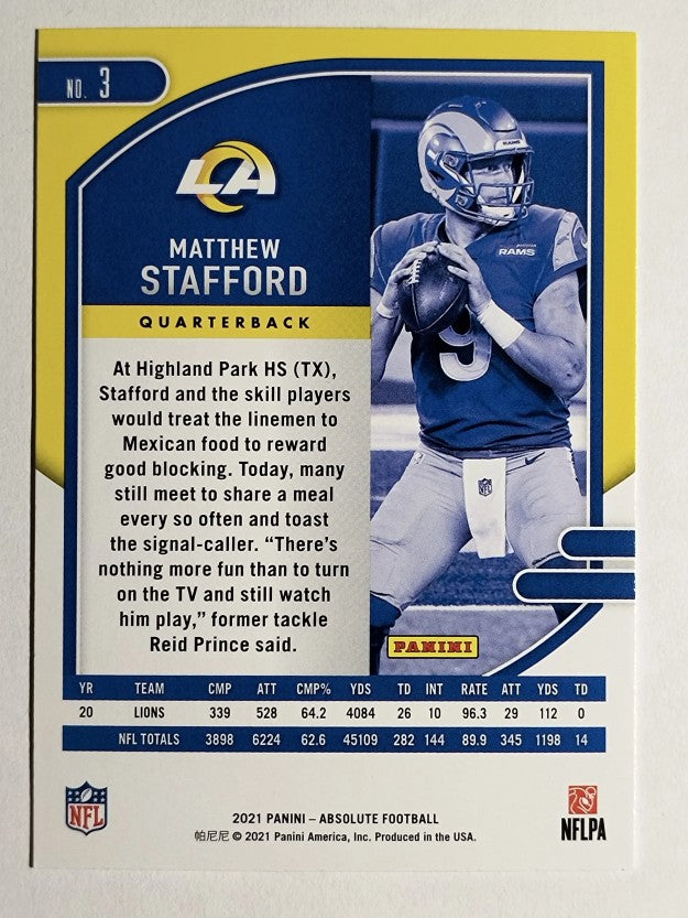 2021 Absolute Green #3 Matthew Stafford