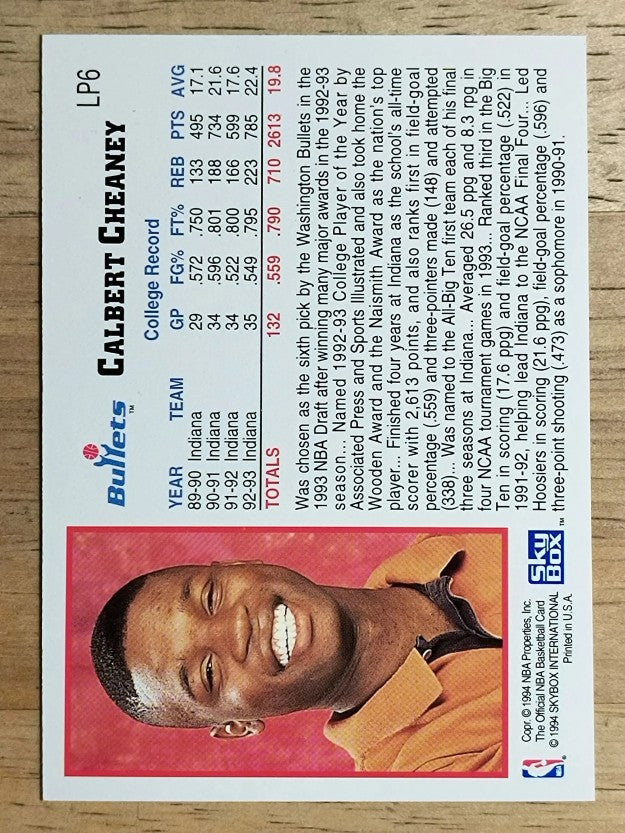 1993-94 Hoops Draft Redemption #LP6 Calbert Cheaney