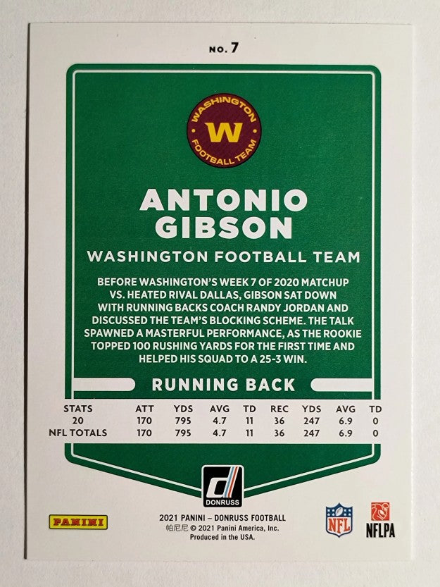 2021 Donruss Press Proof Red #7 Antonio Gibson
