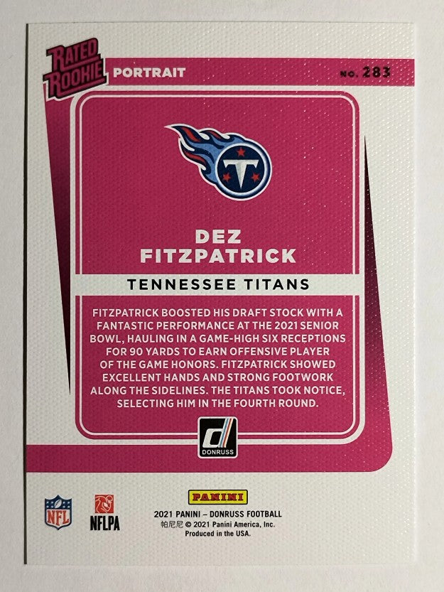 2021 Donruss Rated Rookies Portrait #283 Dez Fitzpatrick