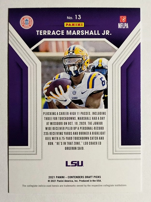 2021 Contenders Draft Picks Playing the Numbers Game #13 Terrace Marshall Jr.
