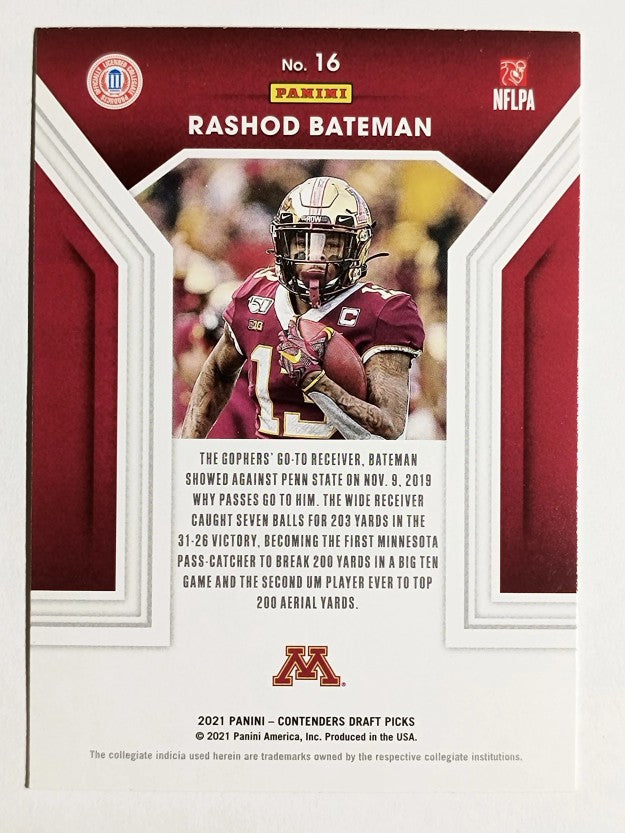 2021 Panini Contenders Draft Picks Playing the Numbers Game #16 Rashod Bateman