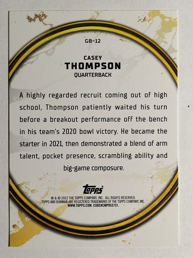 2022 Bowman University Golden Boy #GB12 Casey Thompson
