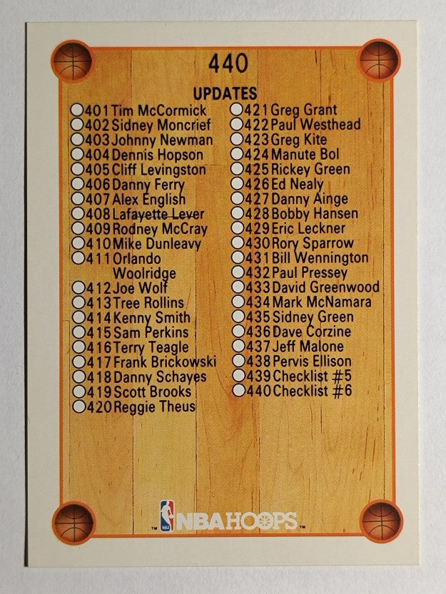 1990-91 Hoops #440 Checklist 6