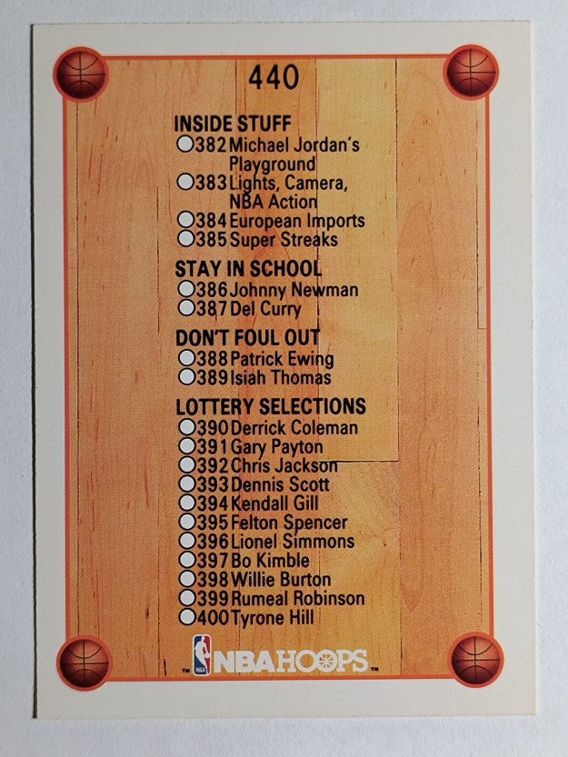 1990-91 Hoops #440 Checklist 6