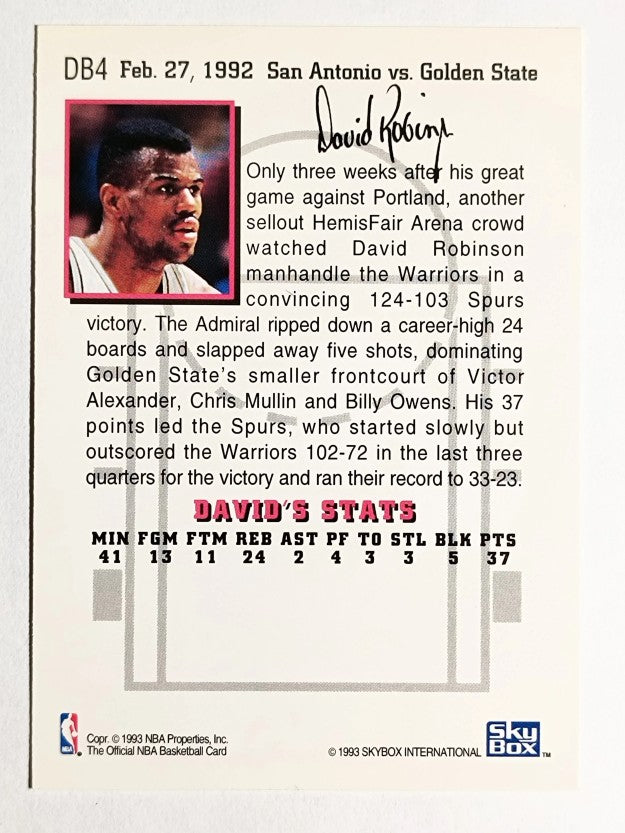 1993-94 Hoops David's Best #DB4 David Robinson