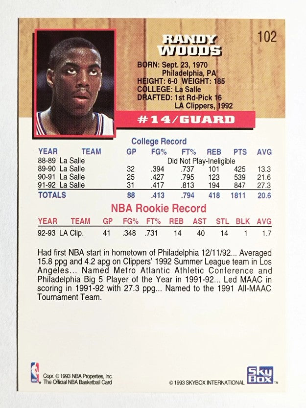 1993-94 Hoops Fifth Anniversary Gold #102 Randy Woods
