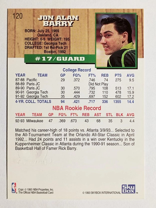 1993-94 Hoops Fifth Anniversary Gold #120 Jon Barry