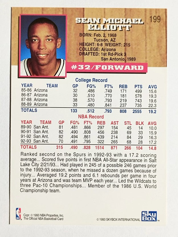 1993-94 Hoops Fifth Anniversary Gold #199 Sean Elliott