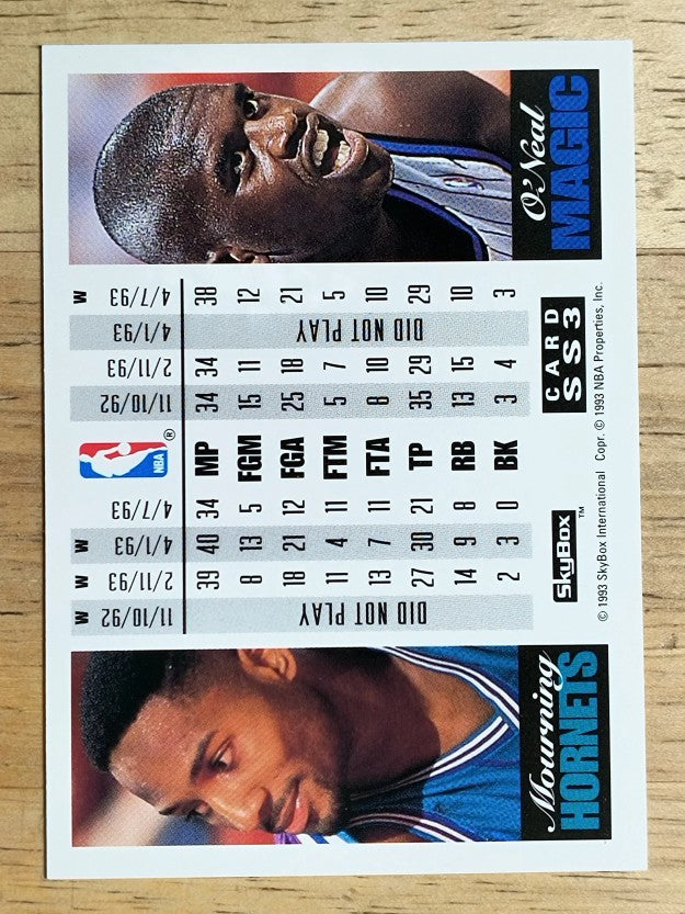 1993-94 SkyBox Premium Showdown Series #SS3 Alonzo Mourning/Shaquille O'Neal