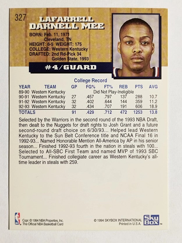 1993-94 Hoops Fifth Anniversary Gold #327 Darnell Mee