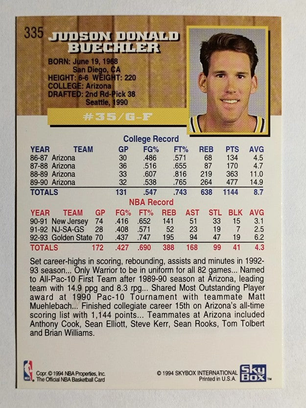 1993-94 Hoops Fifth Anniversary Gold #335 Jud Buechler
