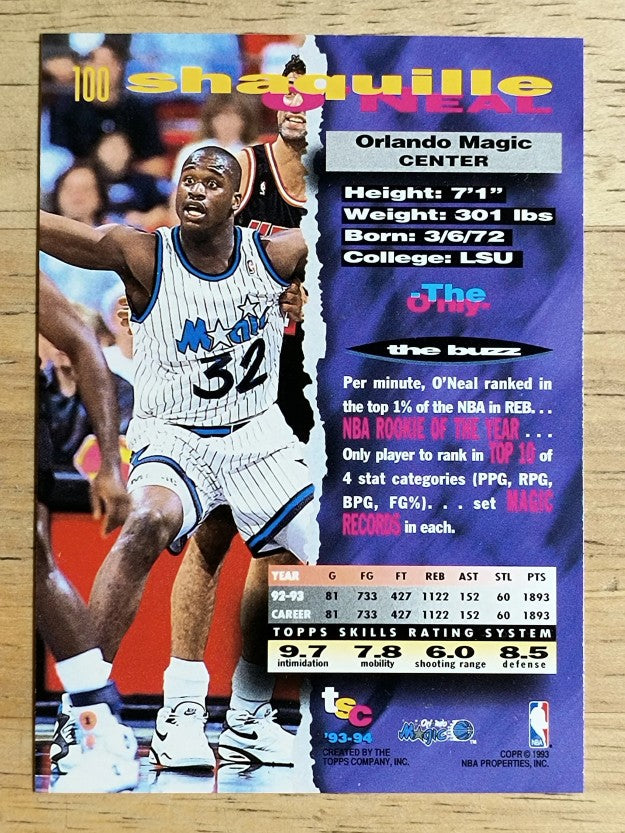 1993-94 Stadium Club #100 Shaquille O'Neal