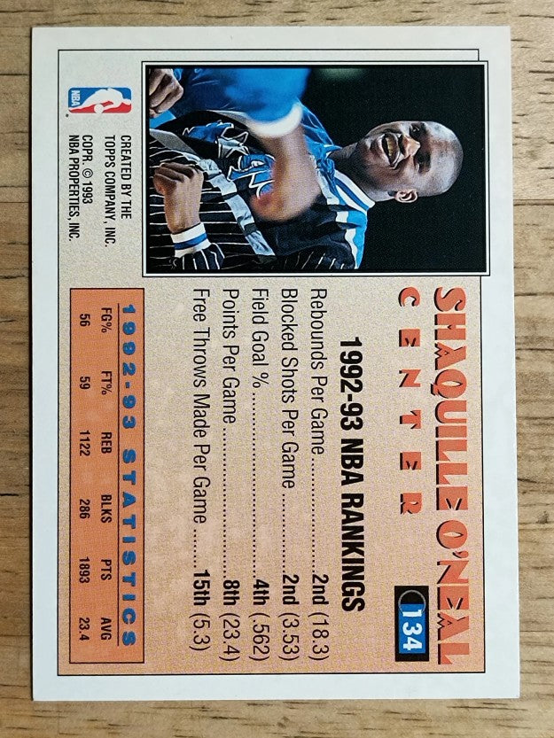 1993-94 Topps #134 Shaquille O'Neal AS