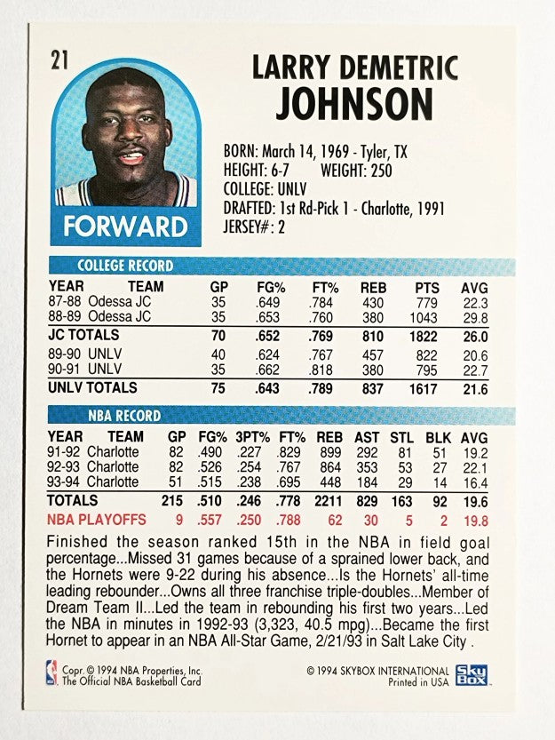 1994-95 Hoops #21 Larry Johnson