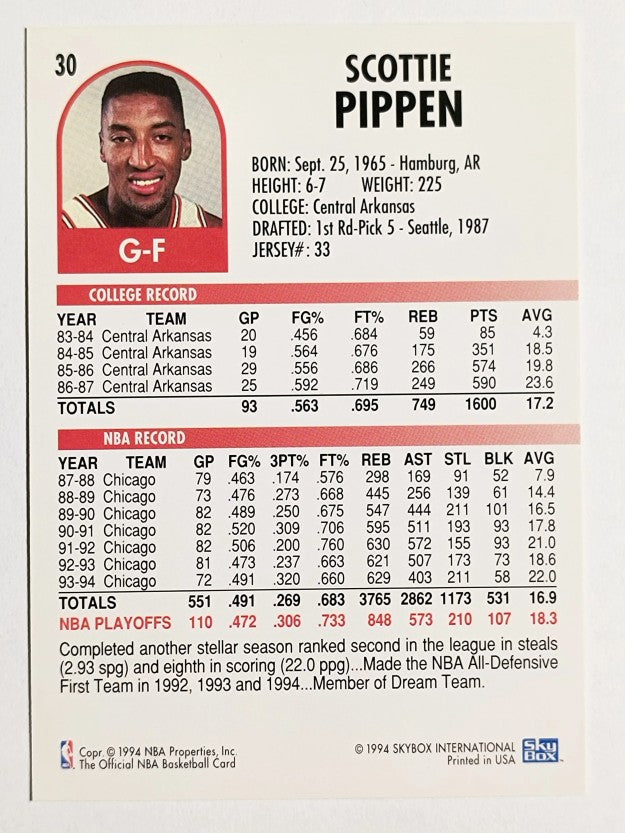 1994-95 Hoops #30 Scottie Pippen