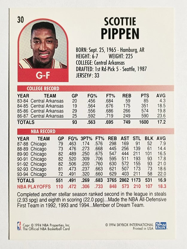 1994-95 Hoops #30 Scottie Pippen