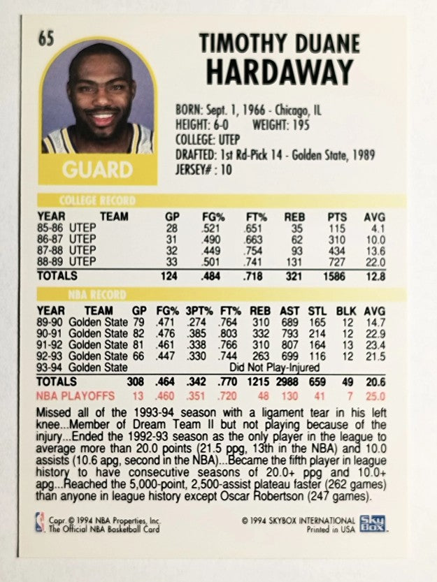 1994-95 Hoops #65 Tim Hardaway