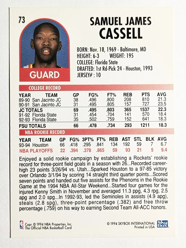 1994-95 Hoops #73 Sam Cassell