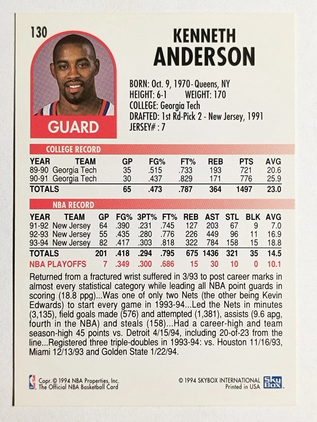 1994-95 Hoops #130 Kenny Anderson