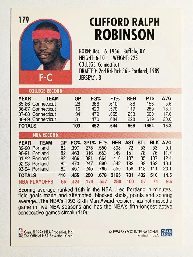 1994-95 Hoops #179 Clifford Robinson