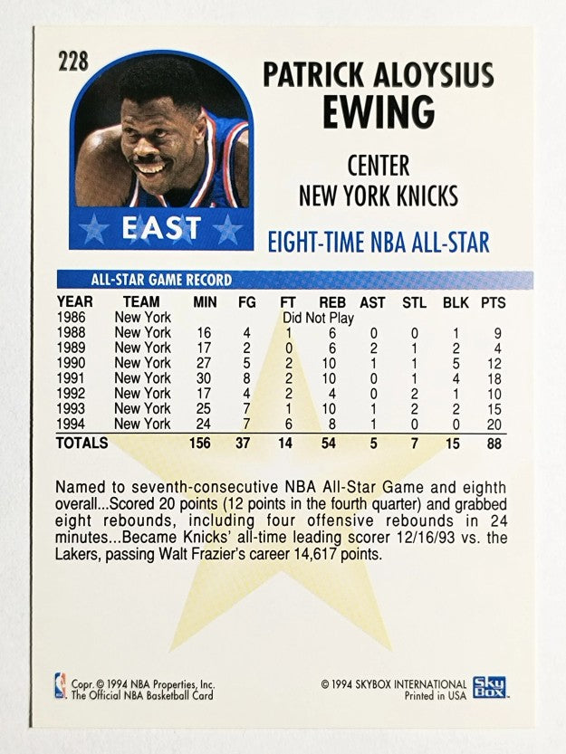 1994-95 Hoops #228 Patrick Ewing AS