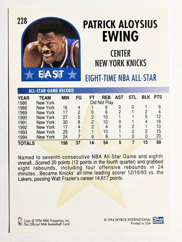 1994-95 Hoops #228 Patrick Ewing AS