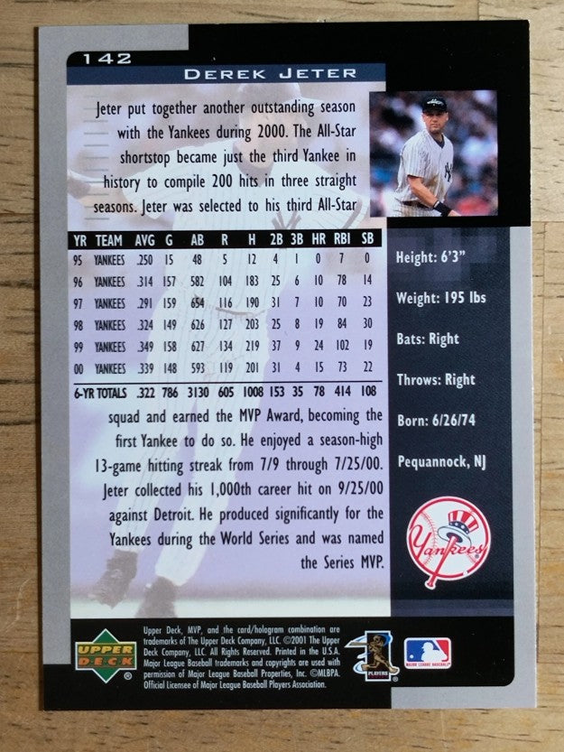 2001 Upper Deck MVP #142 Derek Jeter
