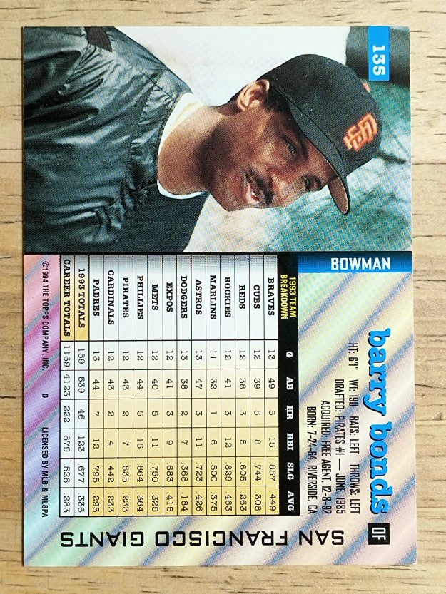 1994 Bowman #135 Barry Bonds