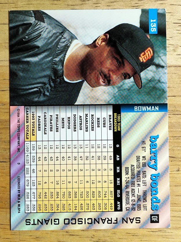 1994 Bowman #135 Barry Bonds