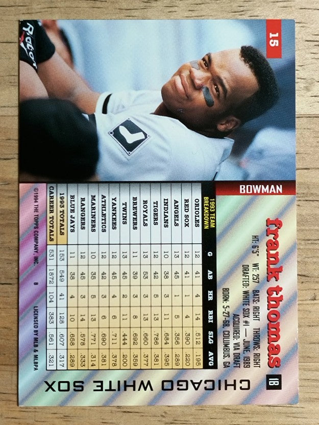 1994 Bowman #15 Frank Thomas