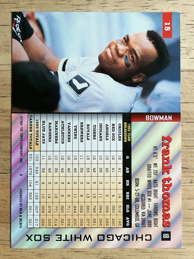 1994 Bowman #15 Frank Thomas