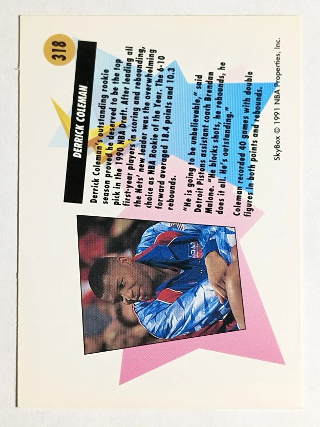 1991-92 SkyBox #318 Derrick Coleman ART