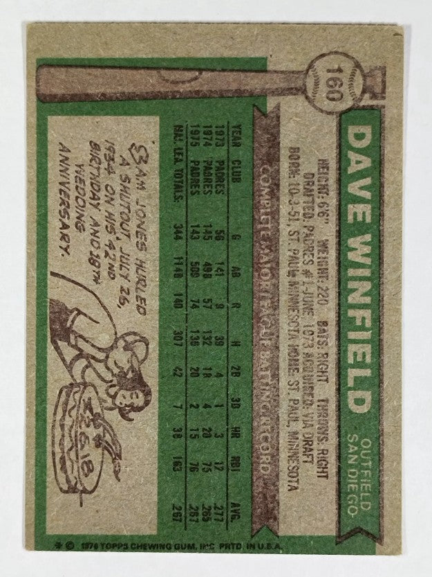 1976 Topps #160 Dave Winfield (VG)